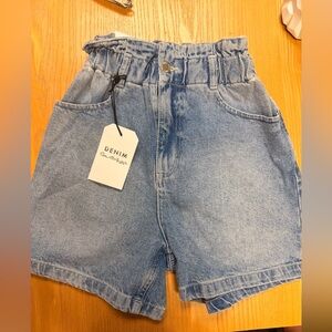 NWT miss selfridge Women's Blue Shorts denim high waist xs